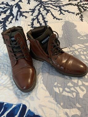 Steve Madden Brown Leather Chukka Zip & Lace Boots